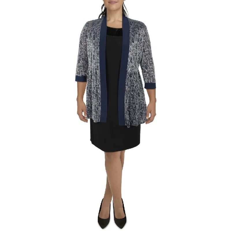 R&M Richards Womens Knit Metallic Duster Blazer Women's Simple Jacket