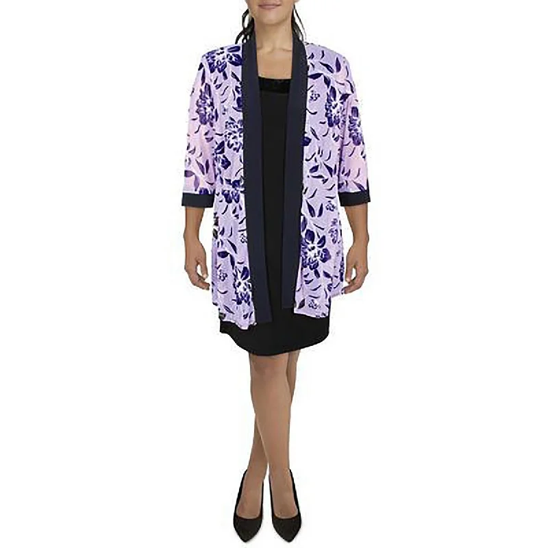 R&M Richards Womens Mesh Printed Duster Blazer Women's Boutique Suit