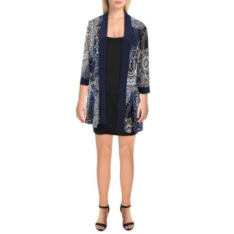 R&M Richards Womens Mesh Printed Duster Blazer Women's Custom Jacket