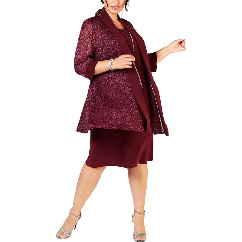 R&M Richards Women's Metallic Two-Piece Sleeveless Dress and Jacket Set Faux Fur Jacket Real Fur Jacket Shearling Jacket R&M Richards Women's Metallic Two-Piece Sleeveless Dress and Jacket Set Faux Fur Jacket Real Fur Jacket Shearling Jacket