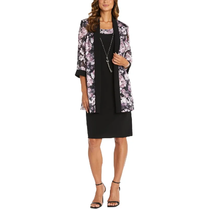 R&M Richards Womens Petites Floral Print Jacket Two Piece Dress A-Line Jacket Boat Neck Shawl Collar R&M Richards Womens Petites Floral Print Jacket Two Piece Dress A-Line Jacket Boat Neck Shawl Collar