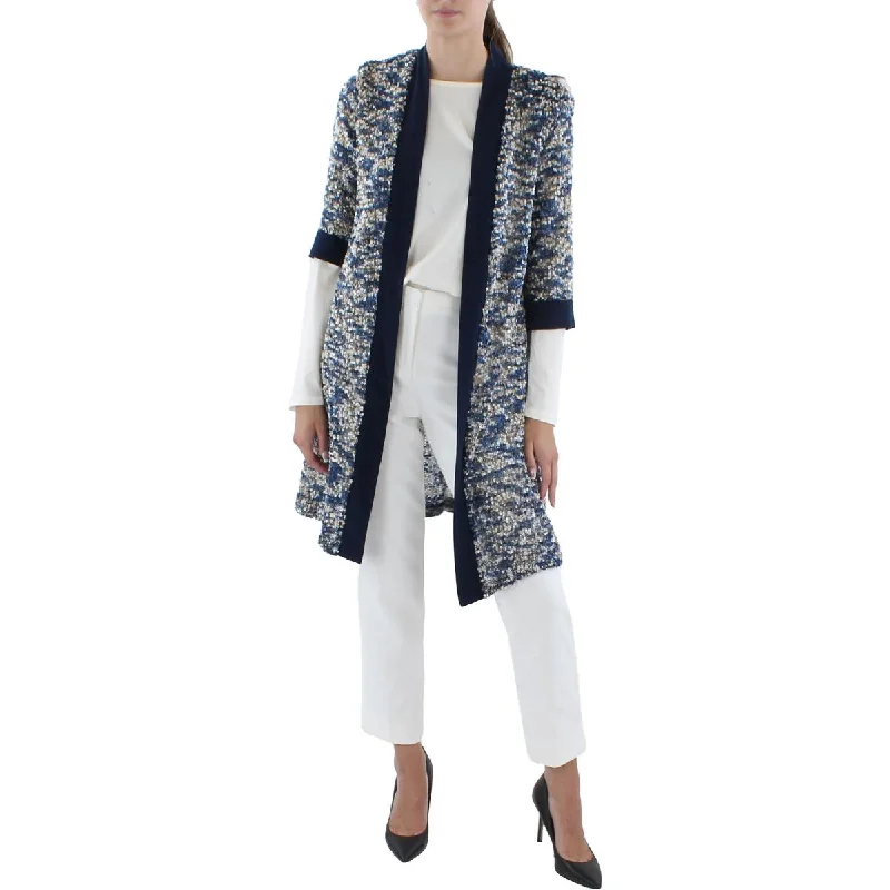 R&M Richards Womens Petites Knit Metallic Duster Blazer Women's Handmade Blazer