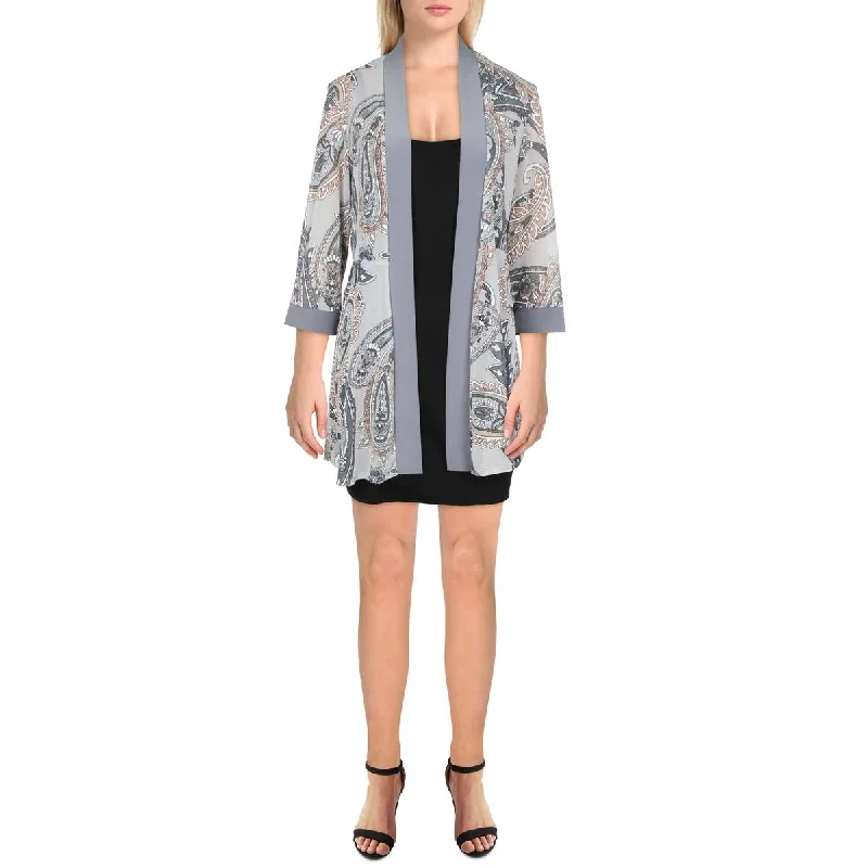 R&M Richards Womens Petites Mesh Printed Duster Blazer Women's Unique Blazer