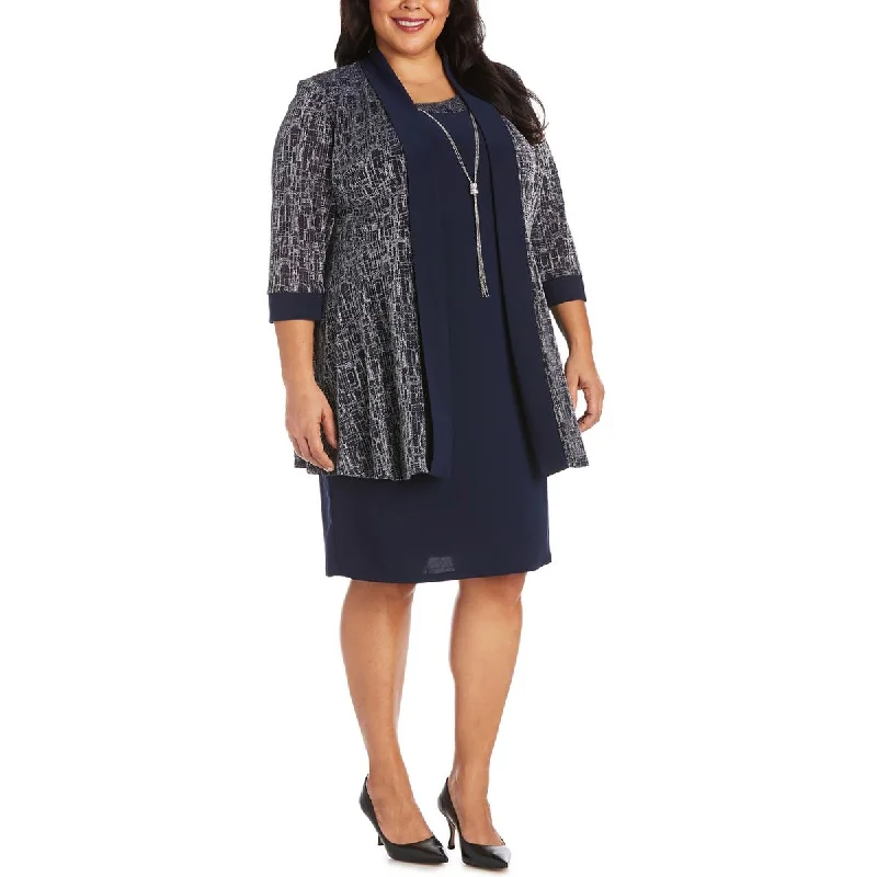 R&M Richards Womens Plus Glitter Jacket Two Piece Dress Chenille Jacket Brocade Jacket Lace Jacket