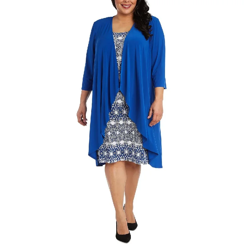R&M Richards Womens Plus Jacket Midi Two Piece Dress Front Pockets Side Pockets Patch Pockets R&M Richards Womens Plus Jacket Midi Two Piece Dress Front Pockets Side Pockets Patch Pockets