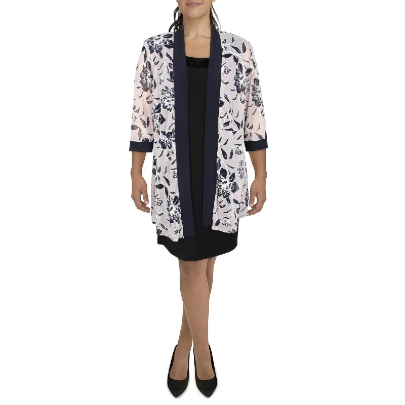 R&M Richards Womens Plus Mesh Sheer Duster Blazer Women's Elegant Blazer