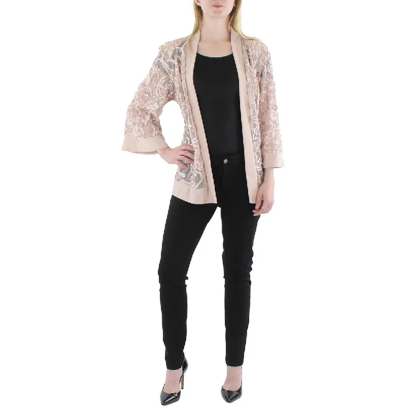 R&M Richards Womens Plus Mesh Soutache Duster Blazer Women's Fashion Blazer