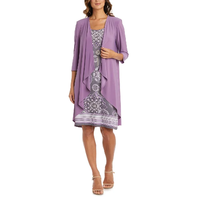 R&M Richards Womens Printed Jacket Two Piece Dress Front Pockets Side Pockets Patch Pockets R&M Richards Womens Printed Jacket Two Piece Dress Front Pockets Side Pockets Patch Pockets