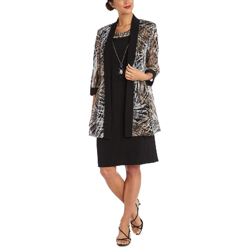 R&M Richards Womens Printed Jacket Two Piece Dress Welt Pockets Slit Pockets Flap Pockets R&M Richards Womens Printed Jacket Two Piece Dress Welt Pockets Slit Pockets Flap Pockets