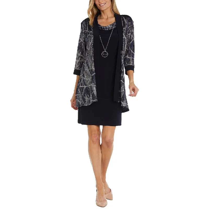 R&M Richards Womens Printed Jacket Two Piece Dress Mesh Jacket Canvas Jacket Denim Jacket R&M Richards Womens Printed Jacket Two Piece Dress Mesh Jacket Canvas Jacket Denim Jacket