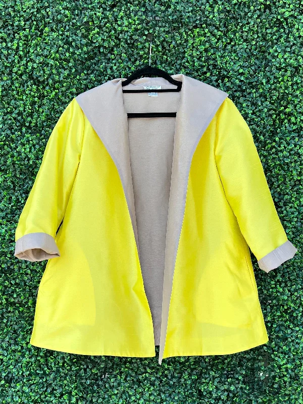 Yellow and Taupe Reversible Jacket Zippered Jacket Buttoned Jacket Snapped Jacket