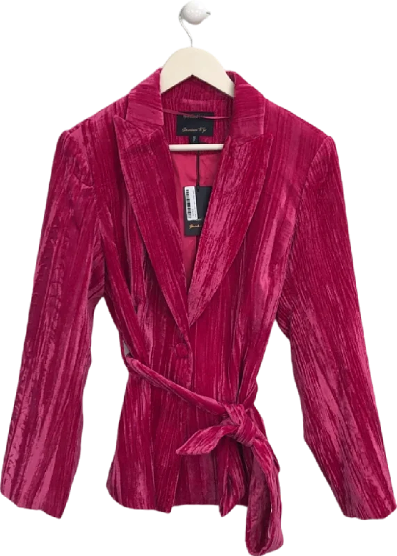 River Island Pink Velvet Blazer UK 10 Women's Luxurious Suit