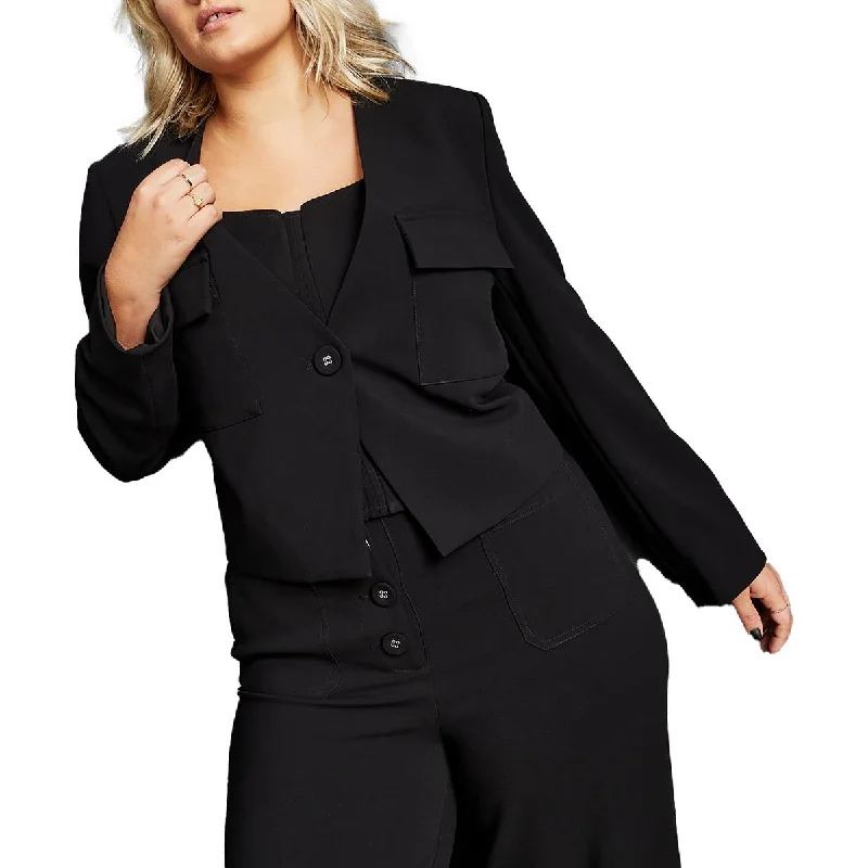 Royalty By Maluma Womens Collarless Suit Separate One-Button Blazer Women's Vintage Suit Royalty By Maluma Womens Collarless Suit Separate One-Button Blazer Women's Vintage Suit