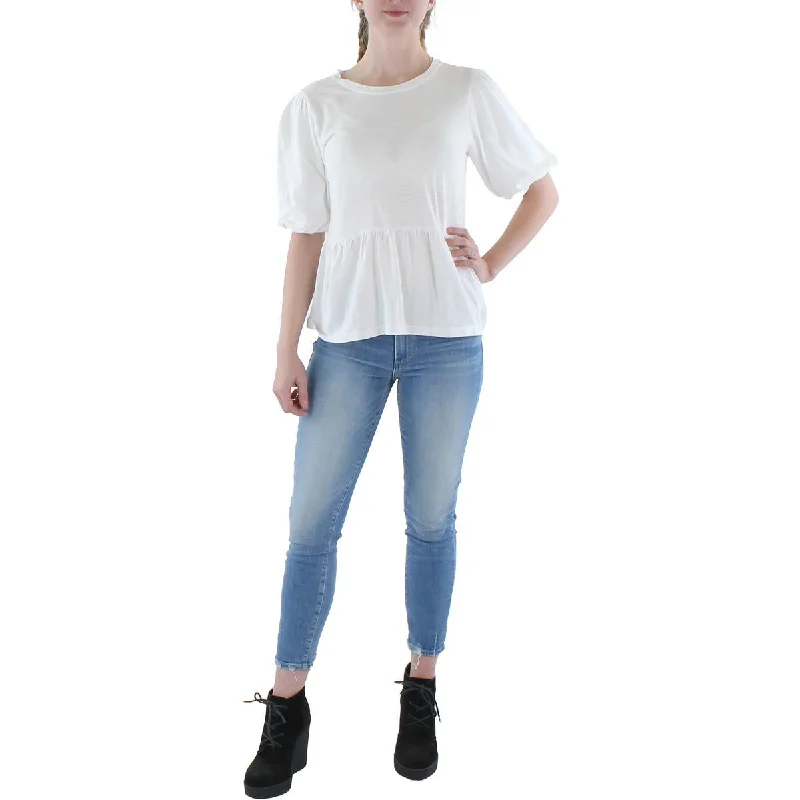 Sanctuary Womens Cotton Ruffled Trim Pullover Top Flare Sleeve Stylish