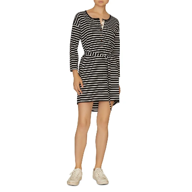Sanctuary Womens Sullivan Striped Henley T-Shirt Dress Cozy Warm Stylish