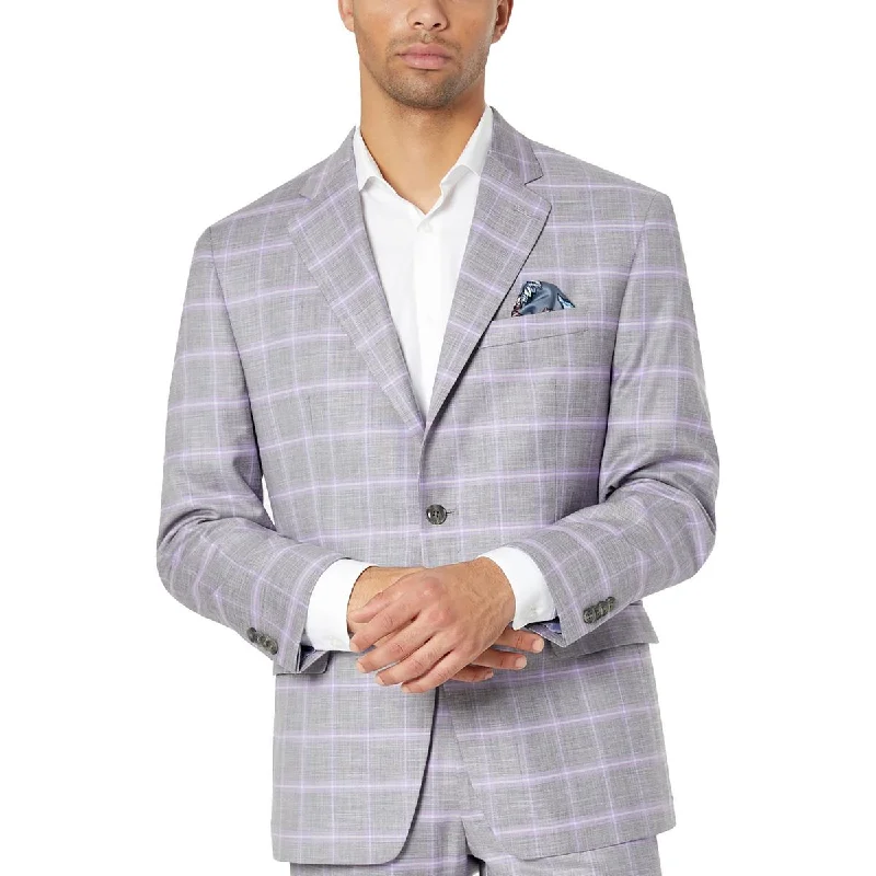 Sean John Mens MSalisbury Woven Plaid Two-Button Blazer Women's Handmade Blazer