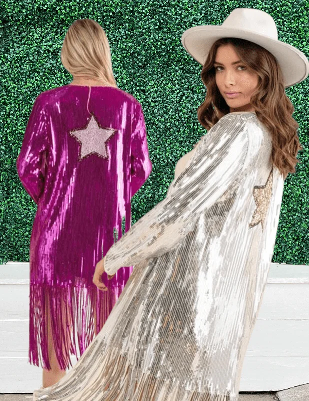 Sequin Fringe Star Jacket Elasticated Jacket Padded Jacket Insulated Jacket