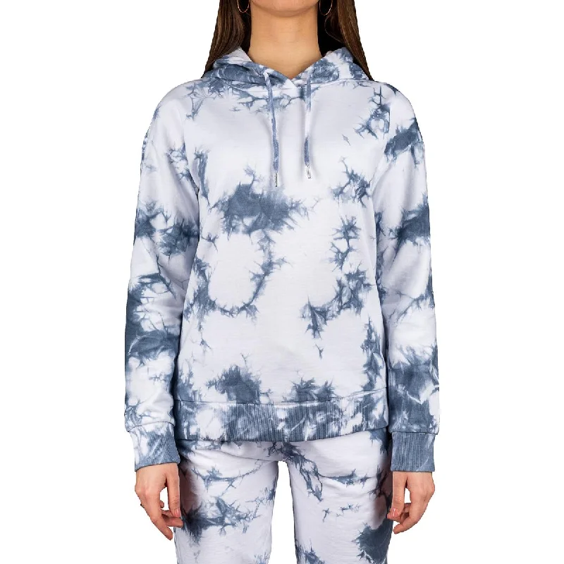 Silver Women's Tie-Dye Fleece Lined Pullover Hoodie Textured Knit Design