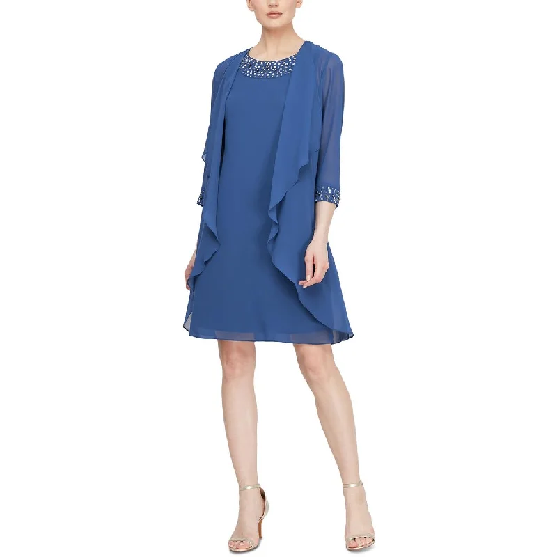SLNY Womens Chiffon Sheer Jacket Notch Collar Peter Pan Collar Cowl Neck