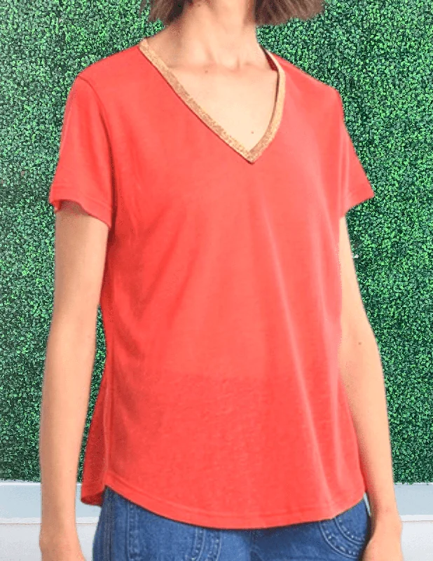 Gold Frame T-Shirt Beaded Sequined Faux Fur