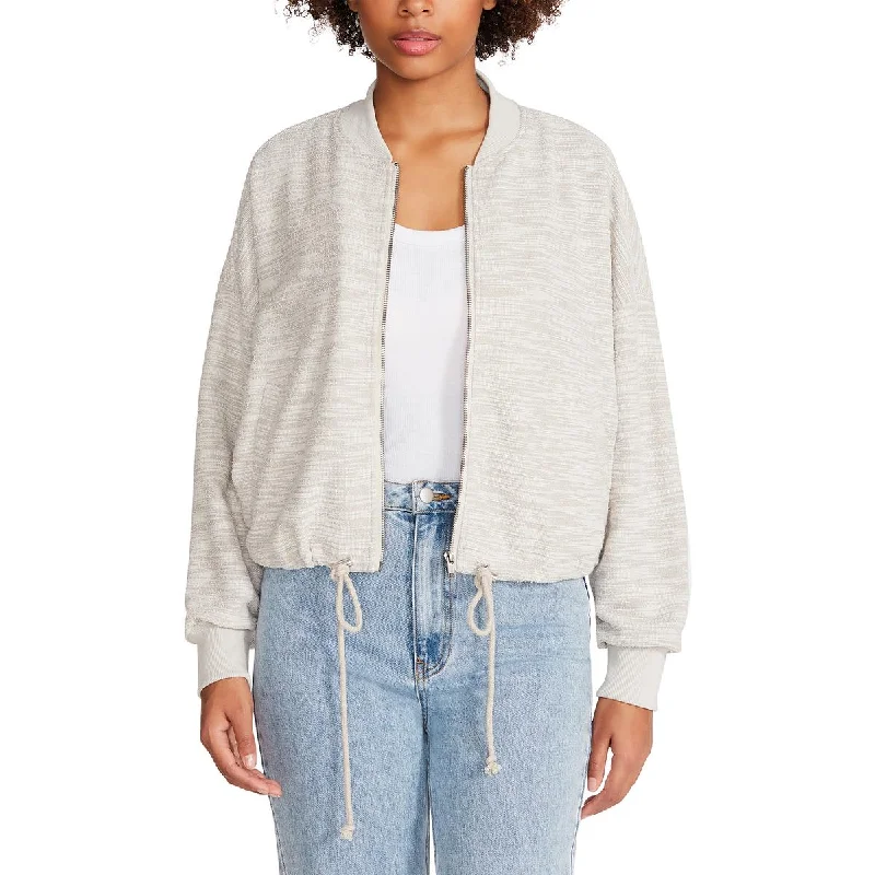 Steve Madden Womens Yves Textured Ribbed Trim Bomber Jacket Striped Jacket Polka Dot Jacket Floral Jacket Steve Madden Womens Yves Textured Ribbed Trim Bomber Jacket Striped Jacket Polka Dot Jacket Floral Jacket