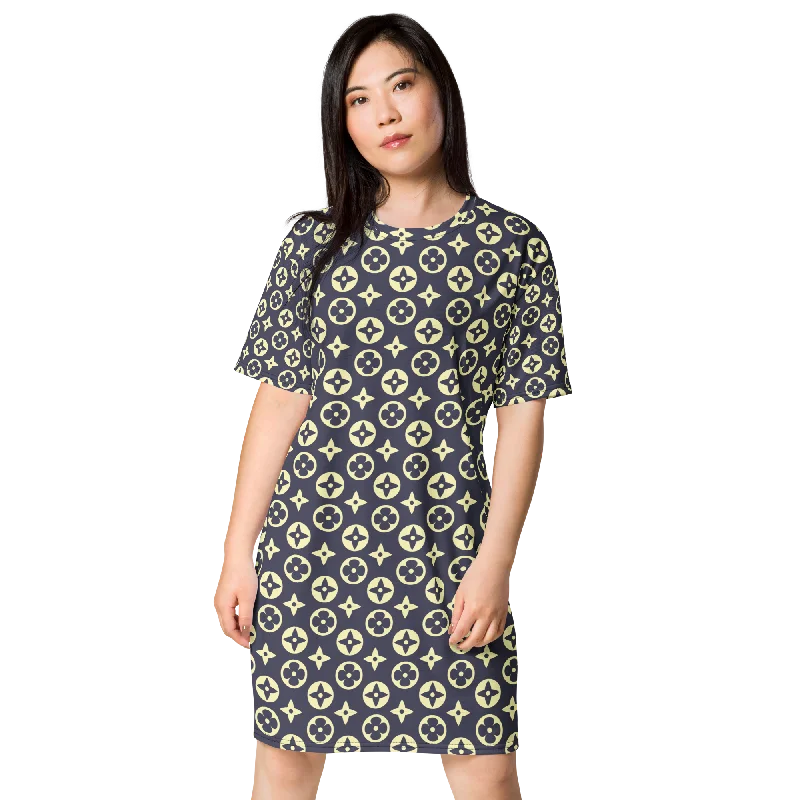 T-shirt dress Asymmetrical Pockets Print