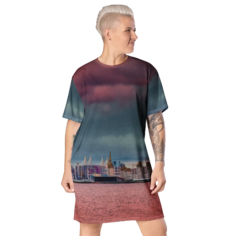 T-shirt dress Welt Pockets Slit Pockets Flap Pockets