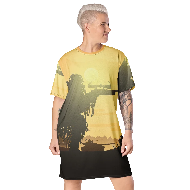 T-shirt dress Hooded Caped Shawl Collar