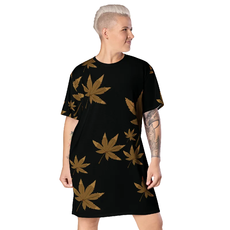 T-shirt dress Asymmetrical Pockets Print