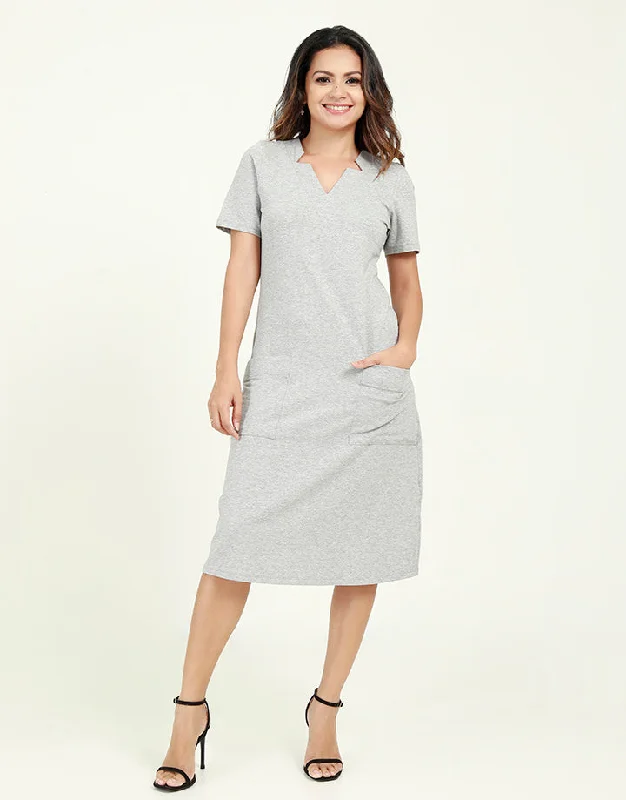 T-Shirt Dress with Star Neck Line Chenille Blend Fleece Blend Nylon Blend