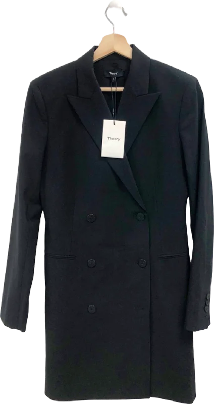 Theory Black Double-Breasted Blazer Dress UK 8 Women's Simple Blazer
