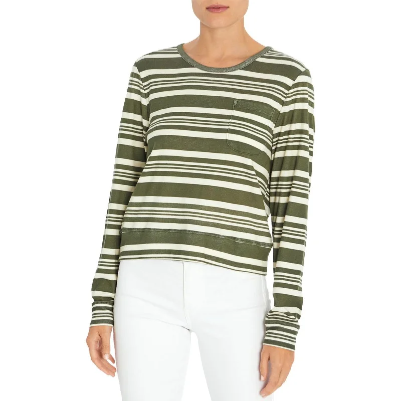 Three Dots Women's Cotton Blend Striped Long Sleeve T-Shirt Modern Contemporary Chic Three Dots Women's Cotton Blend Striped Long Sleeve T-Shirt Modern Contemporary Chic