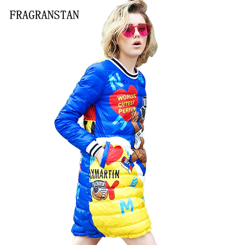 Women Winter New Cartoon printed Down Jacket Waterproof Sweet Dress European Slim Fashion Female O-Neck Warm Thicken Dress LY95 Fleece Fabric Down Fabric Feather Fabric Women Winter New Cartoon printed Down Jacket Waterproof Sweet Dress European Slim Fashion Female O-Neck Warm Thicken Dress LY95 Fleece Fabric Down Fabric Feather Fabric