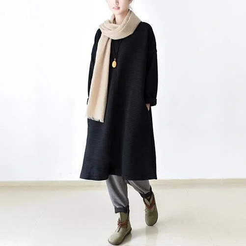 2017 spring thick cotton shift dresses oversize pullover striped fabric Box Sleeve Comfort 2017 spring thick cotton shift dresses oversize pullover striped fabric Box Sleeve Comfort
