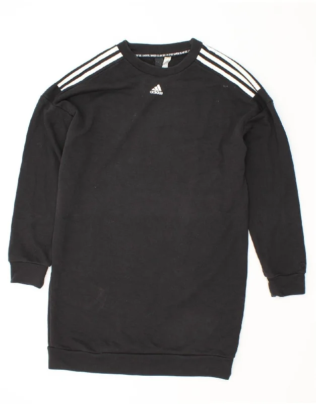 ADIDAS Womens Oversized Sweatshirt Jumper Dress UK 4/6 XS Black Cotton Hoodie with Ribbed Neckline Snug Warm ADIDAS Womens Oversized Sweatshirt Jumper Dress UK 4/6 XS Black Cotton Hoodie with Ribbed Neckline Snug Warm