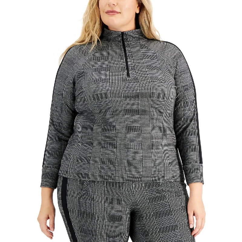 Anne Klein Womens Plus Zipper Pullover Top Fleece Warm Pullover