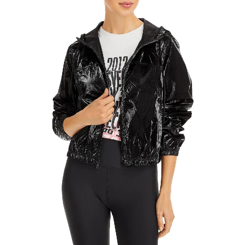 Aqua Womens Cropped Long Sleeve Windbreaker Jacket Cardigan Sweater Pullover
