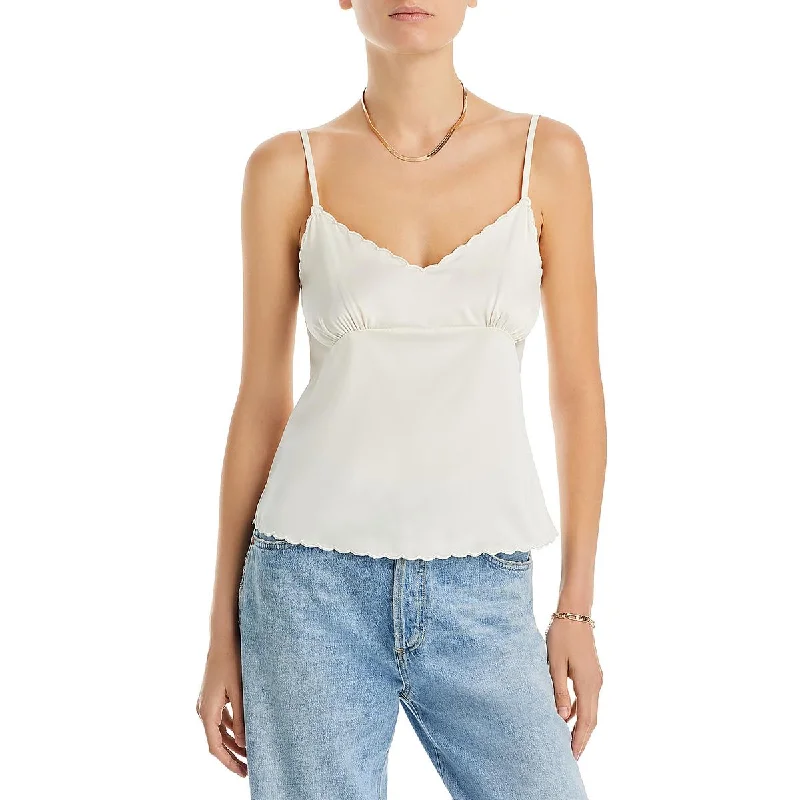 Aqua Womens Scalloped Cami Pullover Top Keyhole Neck Pullover