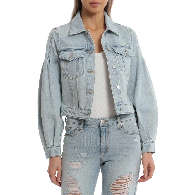 Avec Les Filles Women's Cropped Balloon Sleeve Denim Trucker Jacket Herringbone Jacket Houndstooth Jacket Plaid Jacket Avec Les Filles Women's Cropped Balloon Sleeve Denim Trucker Jacket Herringbone Jacket Houndstooth Jacket Plaid Jacket