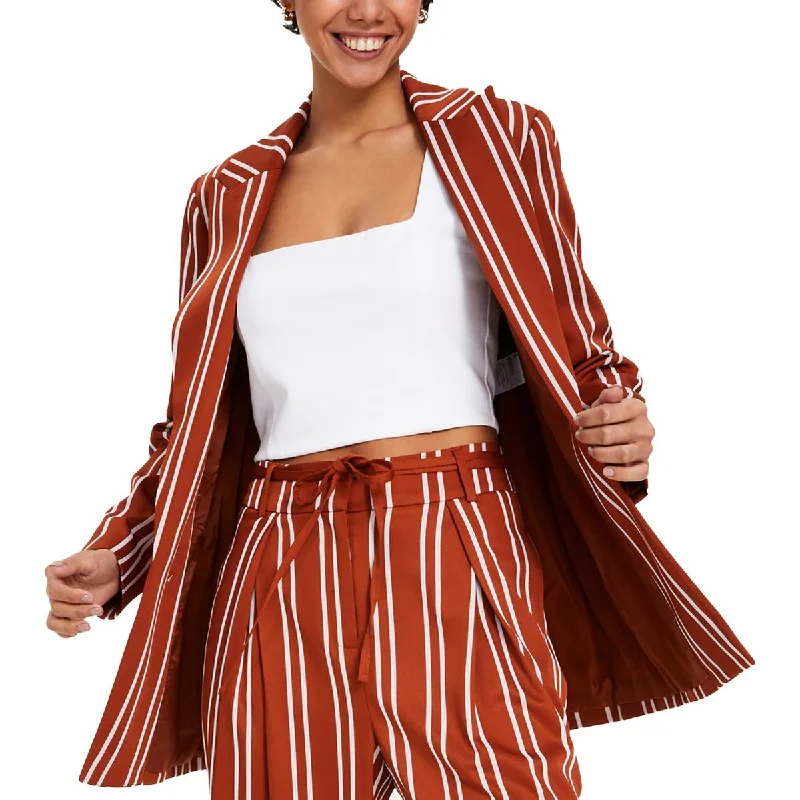 Bar III Womens Striped  Double-Breasted Blazer Silk Women's Blazer