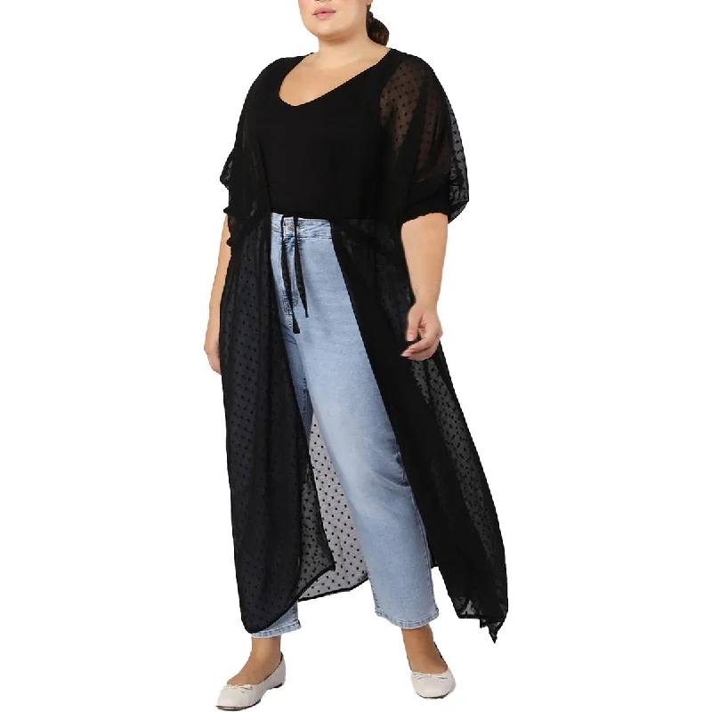 Black Tape_ Womens Plus Layer Textured Duster Blazer Women's Fashion Blazer