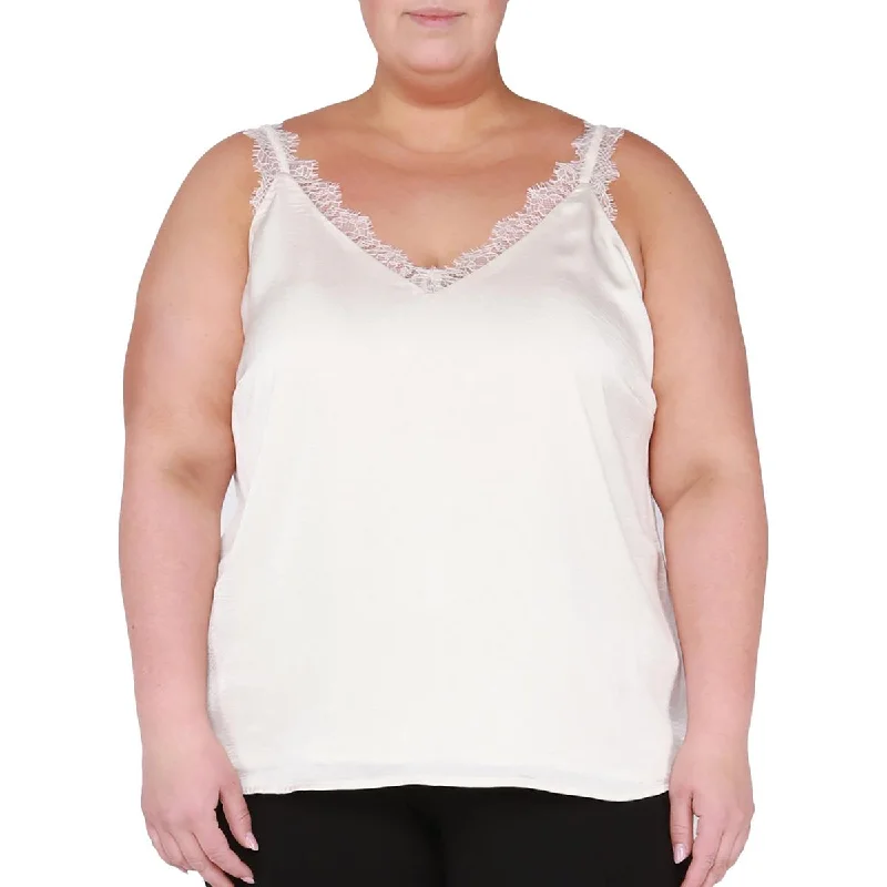 Black Tape_ Womens Plus V-Neck Shirt Pullover Top Notched Neck Pullover
