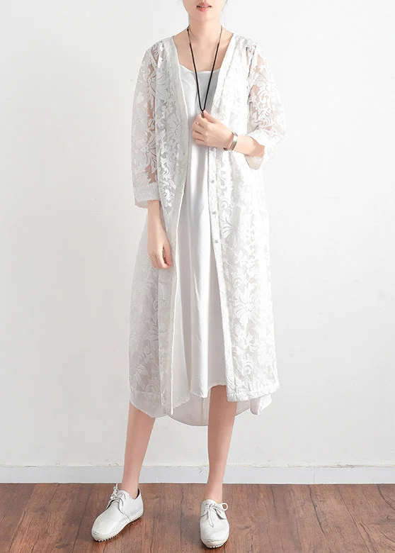 diy white lace clothes Women Cotton v neck daily summer hollow out cardigan Solid Color Striped Floral Print diy white lace clothes Women Cotton v neck daily summer hollow out cardigan Solid Color Striped Floral Print