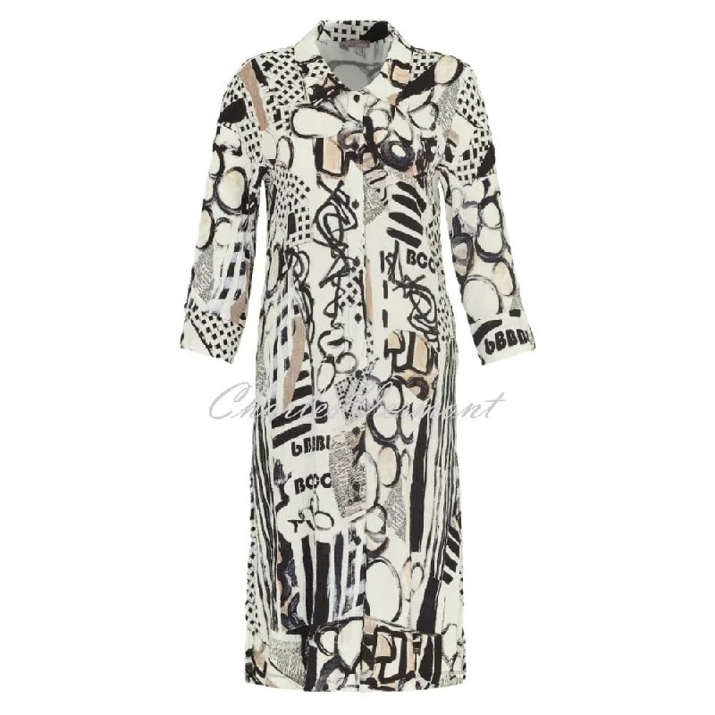Dolcezza 'Decoding' Print 'Crepon' Duster Jacket - Style 24731 Cardigan Sweater Pullover Dolcezza 'Decoding' Print 'Crepon' Duster Jacket - Style 24731 Cardigan Sweater Pullover