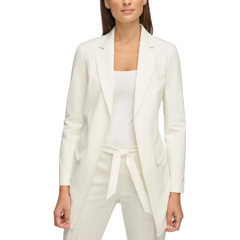 Donna Karan Womens Notch Lapel Lon-Line One-Button Blazer Women's Professional Jacket