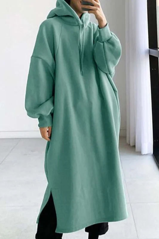 Drop Shoulder Hooded Sweatshirt Dress Hoodie with Tie-Dye Psychedelic Retro
