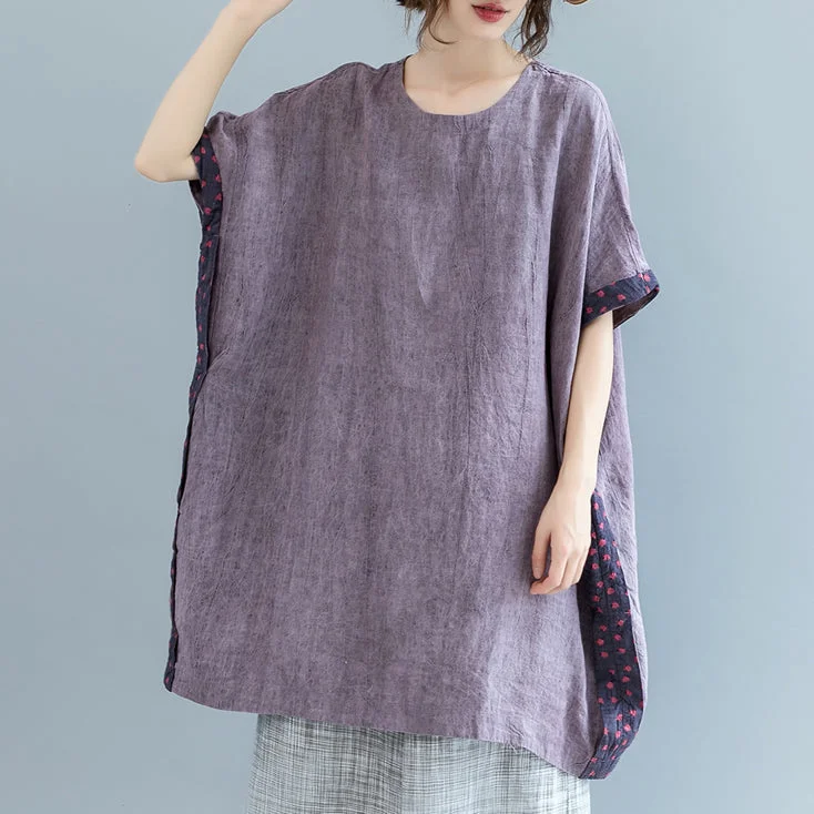 Fine purple pure linen tops Loose fitting casual cardigans boutique batwing sleeve O neck patchwork cotton clothing Hooded Cardigan Collared Cardigan Shawl Collar Fine purple pure linen tops Loose fitting casual cardigans boutique batwing sleeve O neck patchwork cotton clothing Hooded Cardigan Collared Cardigan Shawl Collar