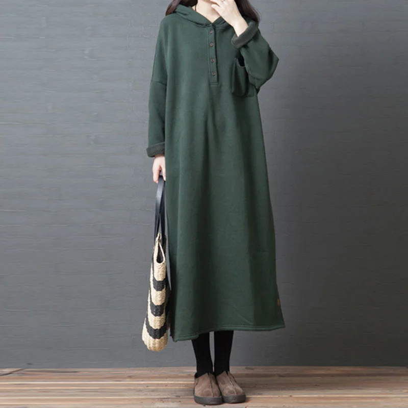 Fleece-Lined Thickened Mid-Length Hooded Sweatshirt Dresses Hoodie with Illustration Artistic Creative Fleece-Lined Thickened Mid-Length Hooded Sweatshirt Dresses Hoodie with Illustration Artistic Creative