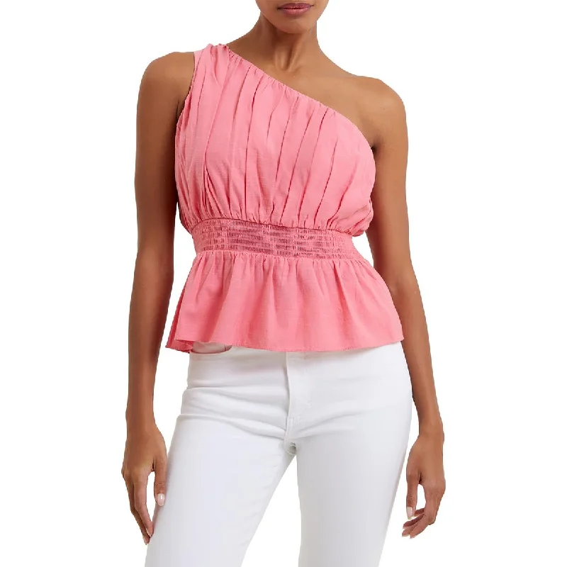 French Connection Womens Peplum One Shoulder Pullover Top Chunky Knit Pullover