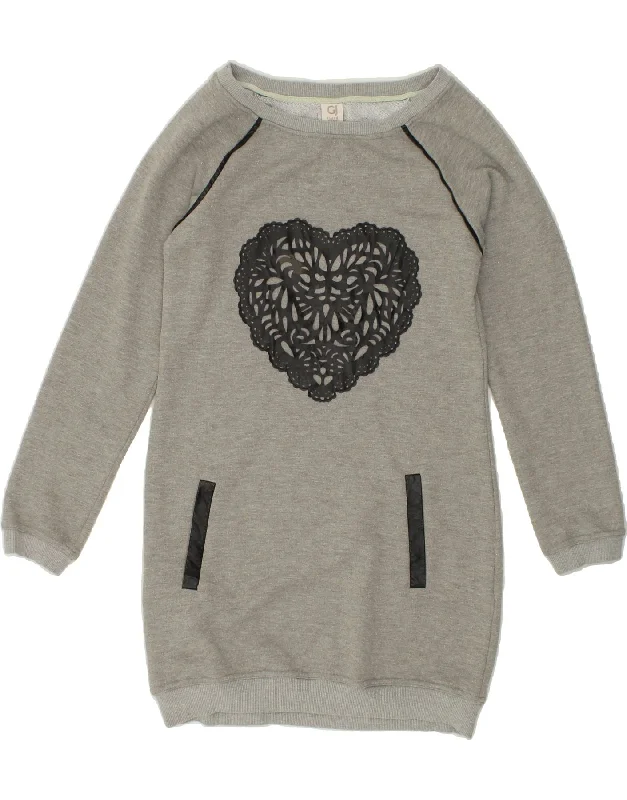 GAUDI Womens Graphic Sweatshirt Jumper Dress UK 10 Small Grey Cotton Hoodie with Set-In Sleeves Structured Classic GAUDI Womens Graphic Sweatshirt Jumper Dress UK 10 Small Grey Cotton Hoodie with Set-In Sleeves Structured Classic